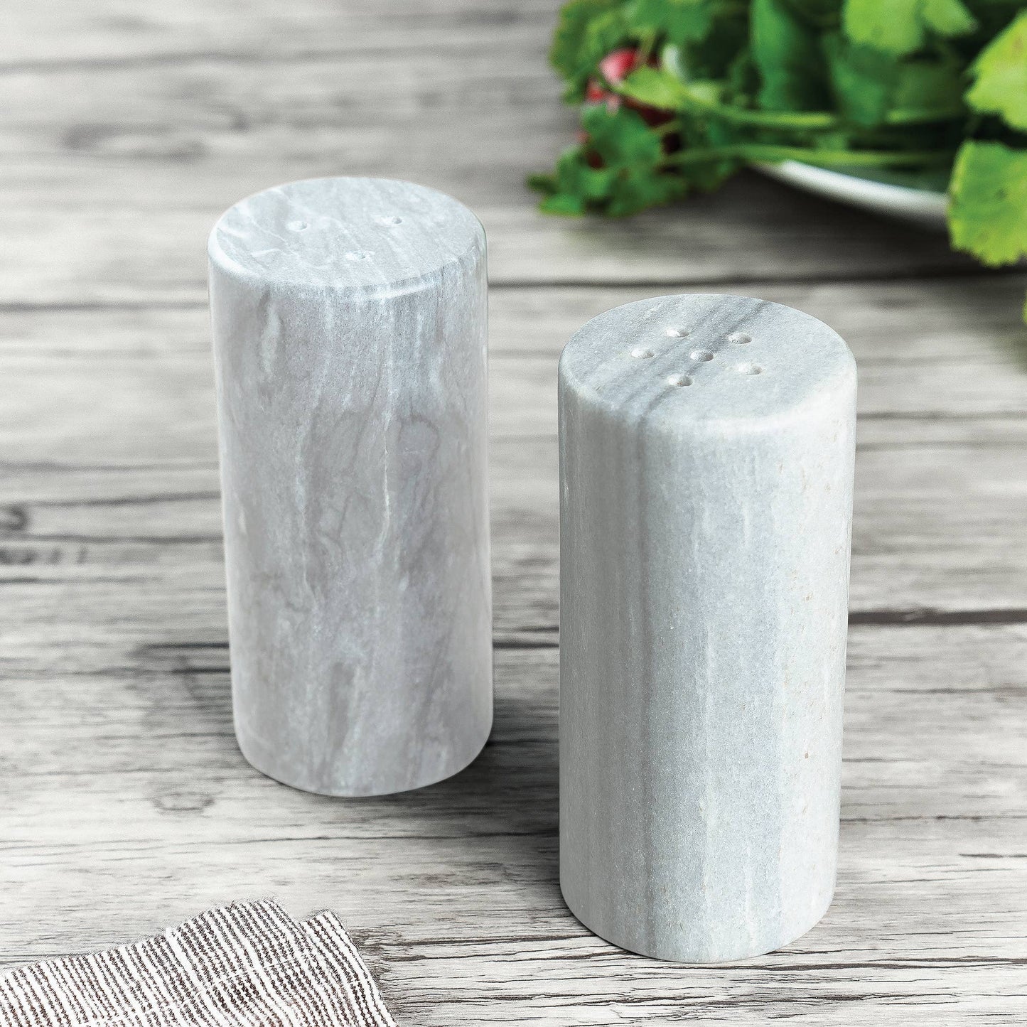 Fox Run Marble Salt and Pepper Shakers,1.75" x 1.75" x 3.75"
