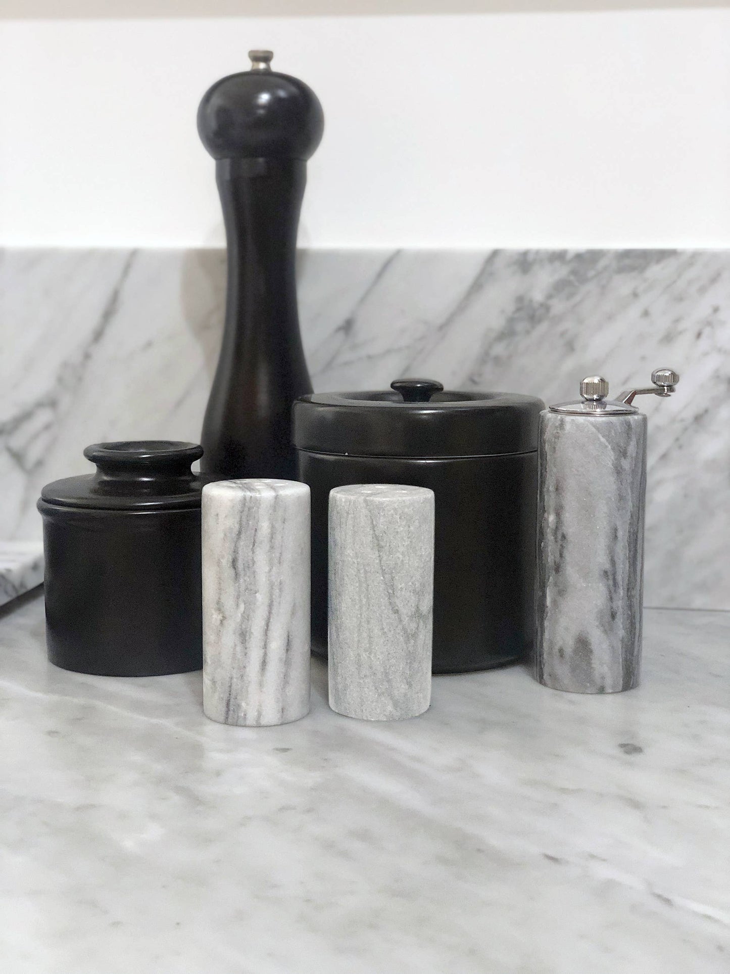 Fox Run Marble Salt and Pepper Shakers,1.75" x 1.75" x 3.75"