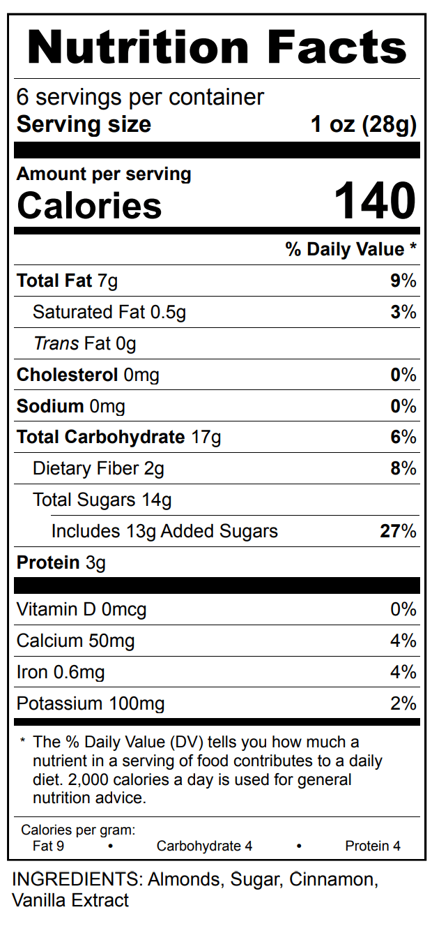 Cinnamon Crunch Almonds | Gourmet Candied Nuts | 6oz Box