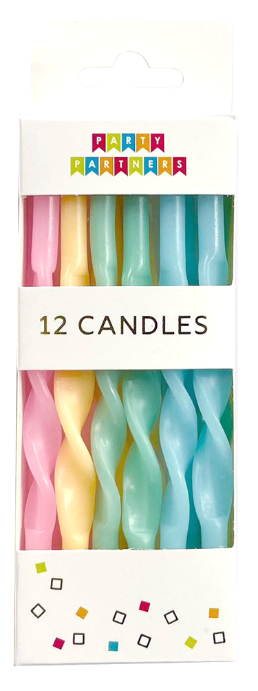 Twisted Pastel Rainbow 12 Candle Set