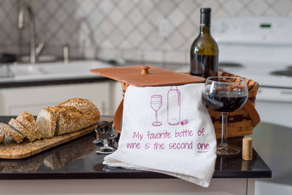 My Favorite Bottle Of Wine Is The Second One Tea Towel