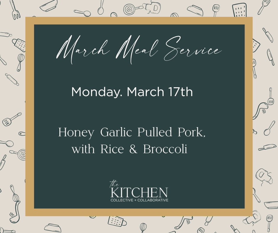 March 17th Meal Service Pre-order Honey Garlic Pulled Pork with Rice & Broccoli