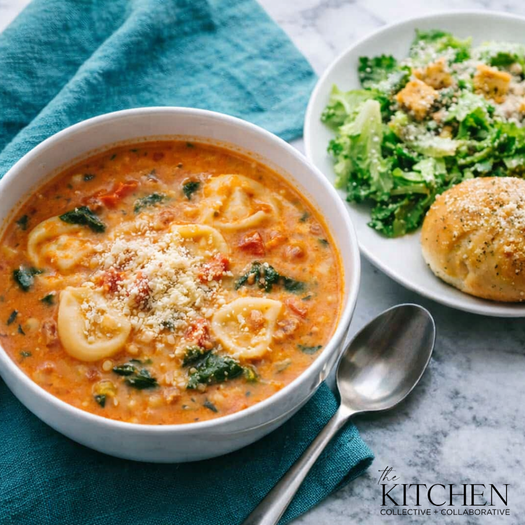 Thursday Lunch - Sausage & Cheese Tortellini Soup and Salad