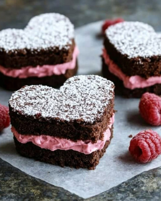 Valentine's Day  Heart-shaped Brownie with Fresh Raspberry Buttercream