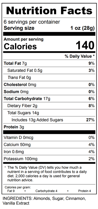 Cinnamon Crunch Almonds | Gourmet Candied Nuts | 6oz Box