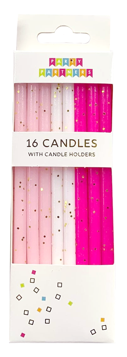 Pink Tones Gold Glitter 16 Candle Set