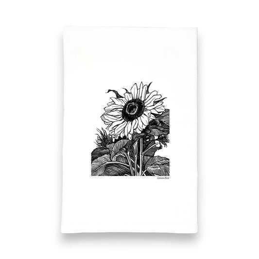 Sunflower Vintage Block Style Kitchen Tea Towel